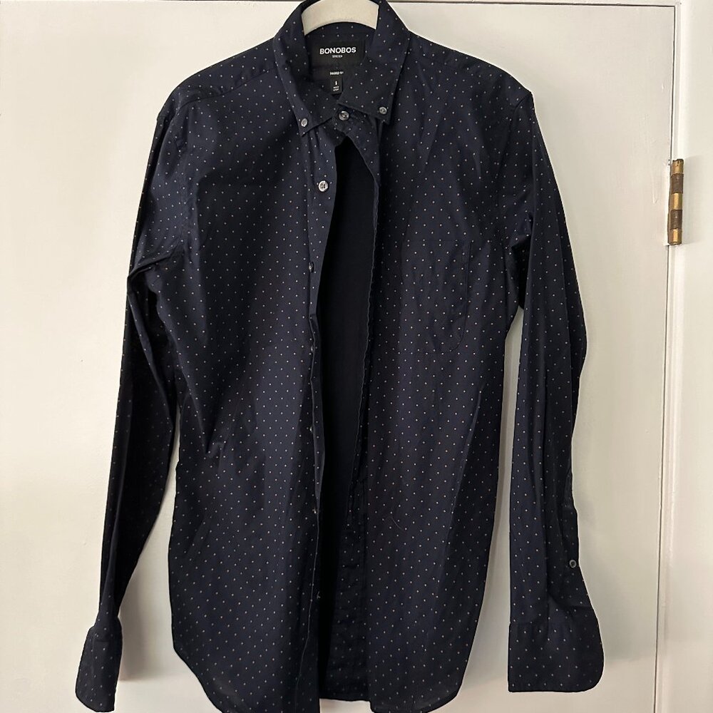 Men’s Dark Blue Dotted Bonobos Button Down Shirt